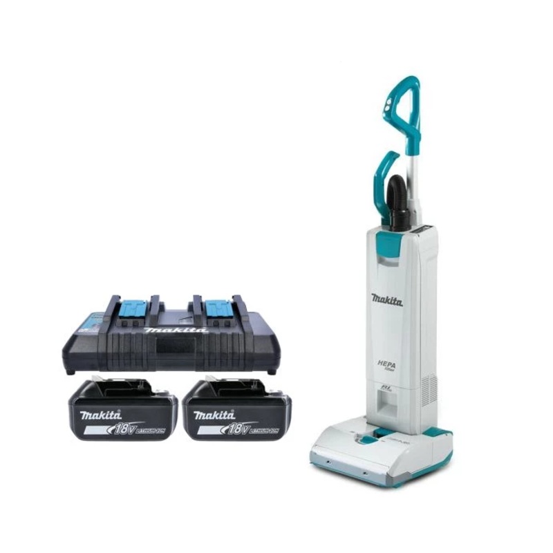 Makita Upright Vacuum Cleaner DVC560Z 18V/36V LXT Cordless Brushless HEPA Filter 3-Speed 5L With 2 x 6.0Ah Batteries & DC18RD Charger