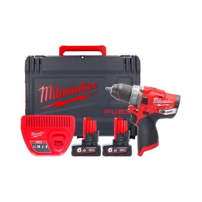 Milwaukee M12FDD-602X M12 12V Fuel Sub Compact Cordless Brushless Drill Driver With 2 x 6.0Ah Batteries, Charger & Carry Case