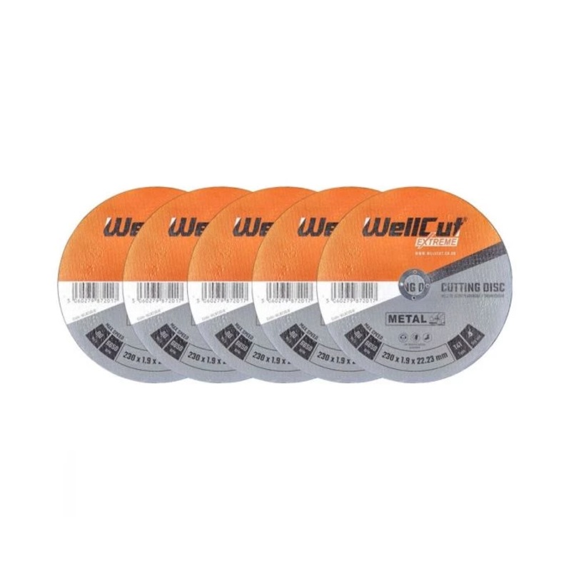 WellCut Metal Cutting Discs 230mm x 22.23mm Angle Grinder Cutting Wheel for Metal Stainless Steel Aluminium Pack of 5
