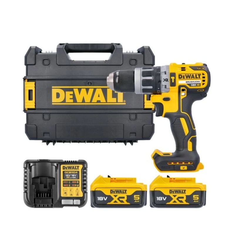 DeWalt DCD796 18V XR Brushless Combi Drill With 2 x 5.0Ah Batteries, Charger & Case
