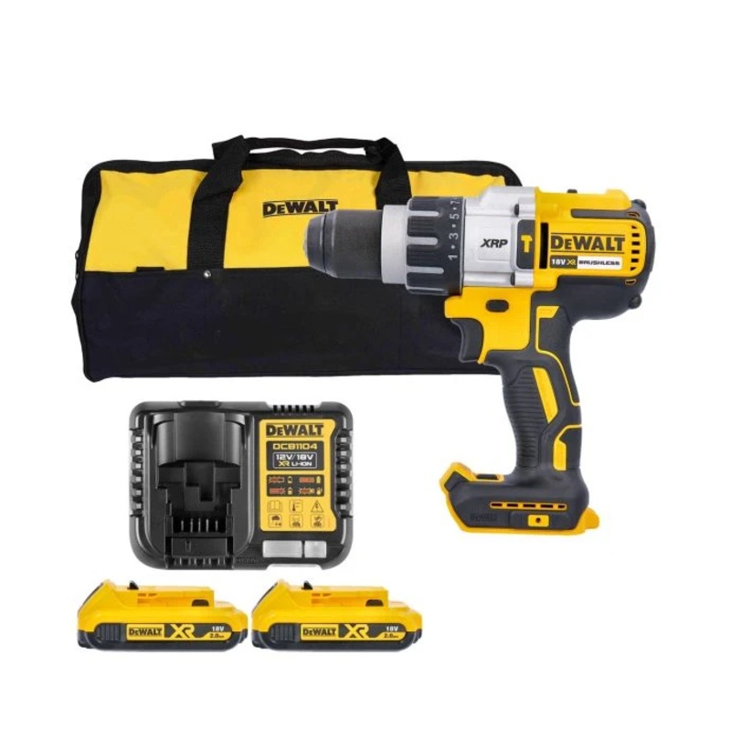 DeWalt DCD996N 18V Cordless XRP 3 Speed Brushless Hammer Combi Drill With 2 x 2Ah Batteries, Charger & Bag