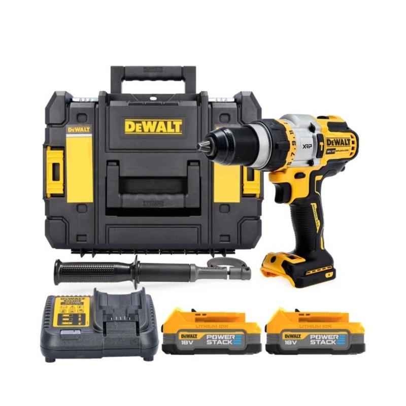 DeWalt DCD999 18V XR Cordless Brushless Flexvolt Advantage High Power Combi Drill With 2 x 1.7Ah Powerstack Batteries, Charger & TSTAK Case