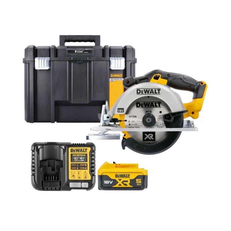 DeWalt DCS391 18V XR li-ion 165mm Circular Saw With 1 x 5.0Ah Battery, Charger & Case