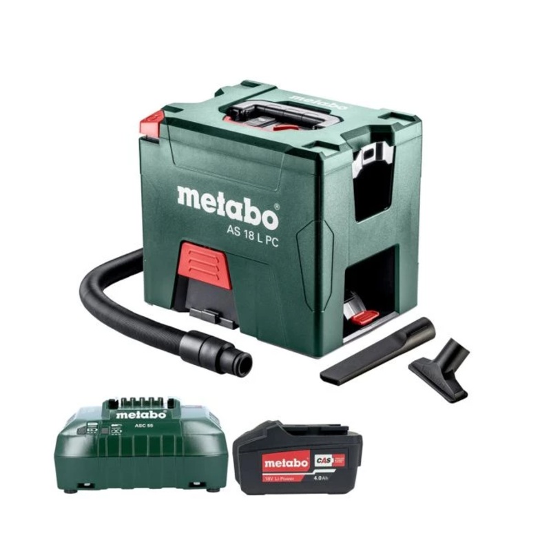 Metabo AS 18 L PC 18V Li-ion L-Class Vacuum Cleaner With 1 x 4.0Ah Battery & Charger