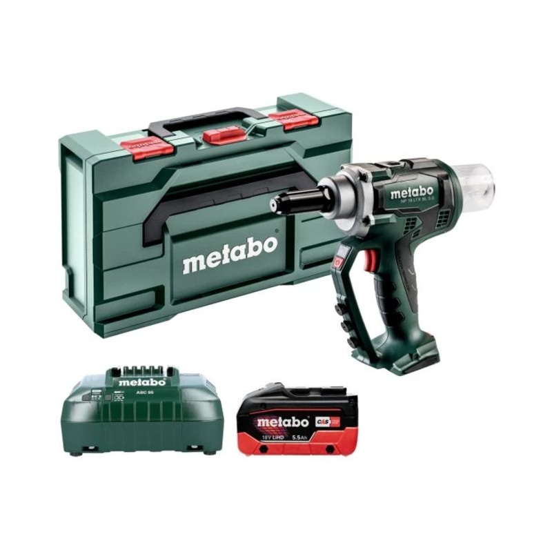 Metabo NP 18 LTX BL 5.0 18V Cordless Blind Rivet Gun With 1 x 5.5Ah Battery, Charger & MetaBox