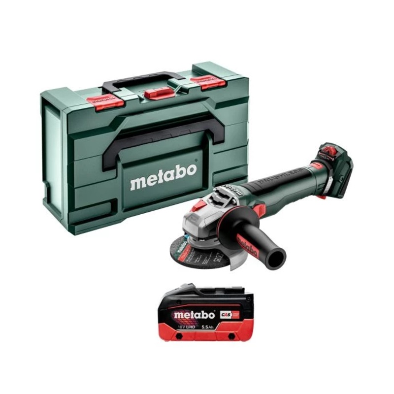 Metabo WVB 18 LT BL 11-115 Quick 18V Cordless Brushless 115mm Angle Grinder With 1 x 5.5Ah Battery & MetaBox