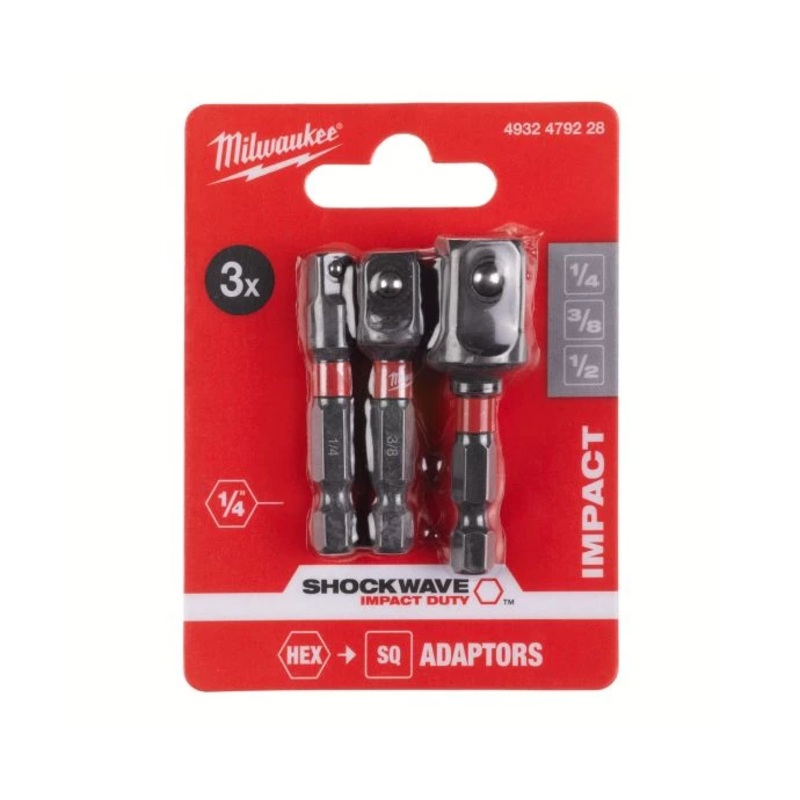 Milwaukee 4932479228 Shockwave 3 Piece Impact Duty Adaptor Set