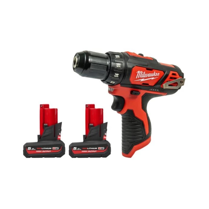 Milwaukee M12BDD 12V Cordless Sub Compact Drill Driver With 2 x 5.0Ah Batteries