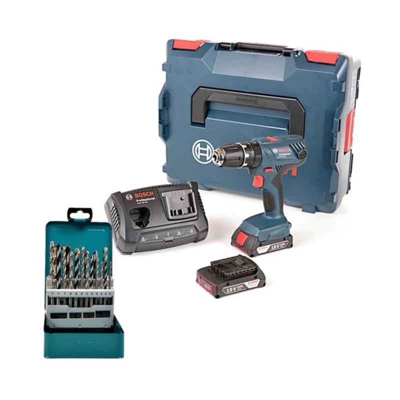 Bosch GSB18V-21 Combi Drill + D-47173 18Pc Drill Bit Set