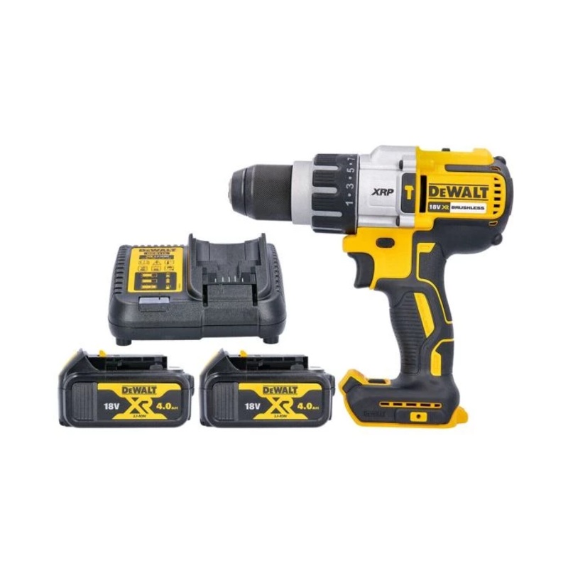 DeWalt DCD996N 18V Cordless XRP 3 Speed Brushless Hammer Combi Drill With 2 x 4Ah Batteries & Charger