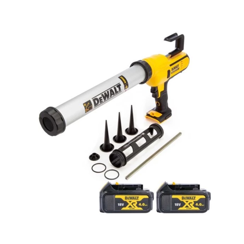 Dewalt DCE581 18V XR Cordless 300-600ml Caulking Gun With 2 x 4.0Ah Batteries