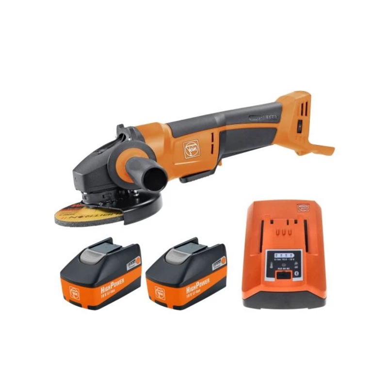 Fein CCG 18-115 BLPD SELECT 18V 115mm Cordless Brushless Angle Grinder With 2 x 5.2Ah Batteries & Charger