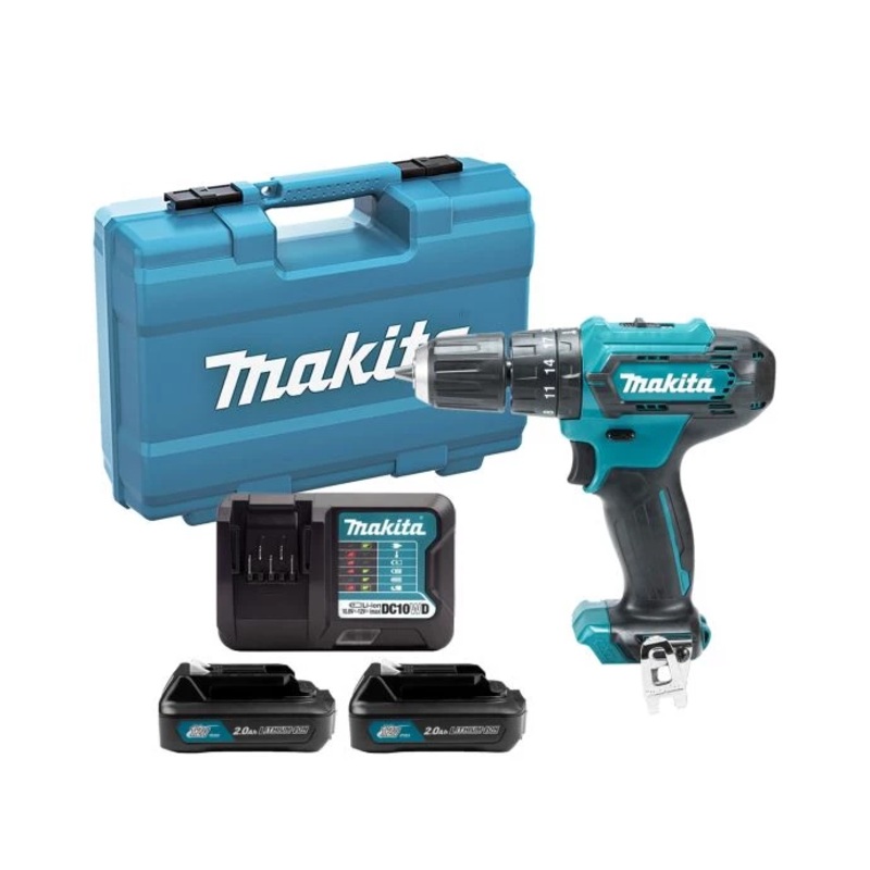 Makita Combi Drill HP333DWAX1 12V Max CXT Cordless Keyless Chuck 2-Speed Max 30Nm With 2 x 2.0Ah Batteries, Charger & Case