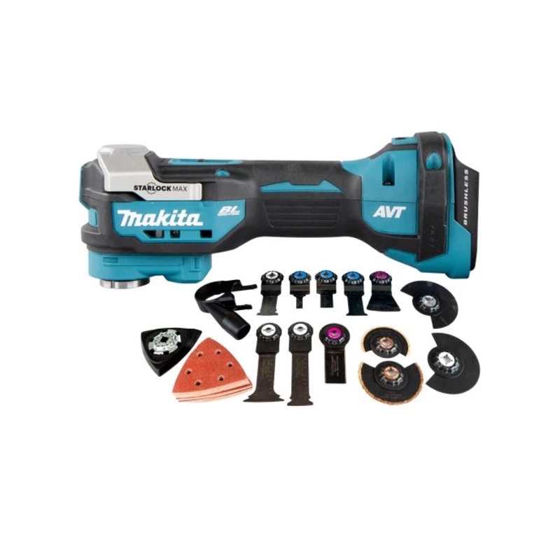 Makita Multi Tool DTM52ZX2 18V LXT Cordless Brushless Starlock Max Keyless With 51 Peace Accessory Set