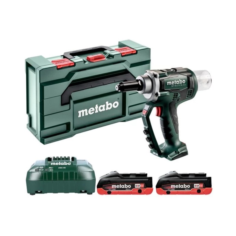 Metabo NP 18 LTX BL 5.0 18V Cordless Blind Rivet Gun With 2 x 4.0Ah LiHD Batteries, Charger & MetaBox