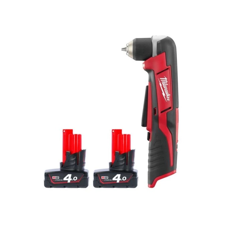 Milwaukee C12RAD 12V Cordless Right Angle Drill With 2 x 4.0Ah Batteries