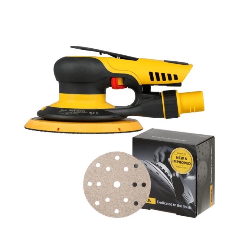 Mirka PROS 650CV 150 mm Random Orbital Sander 5.0mm With P150 Grit Sanding Discs Pack of 100