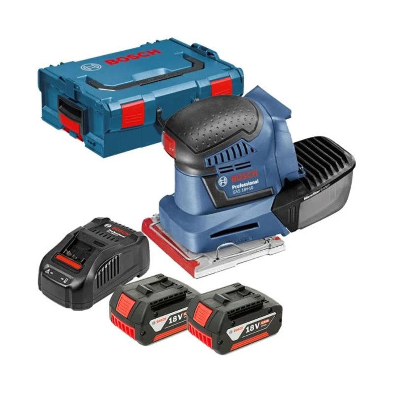 Bosch GSS 18V-10 18V Sander + 2 x 5Ah Batteries, Charger