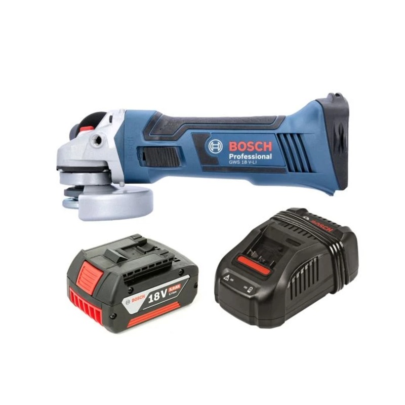 Bosch GWS 18 V-LI Cordless Angle Grinder 115mm With 1 x 5.0Ah Battery & Charger