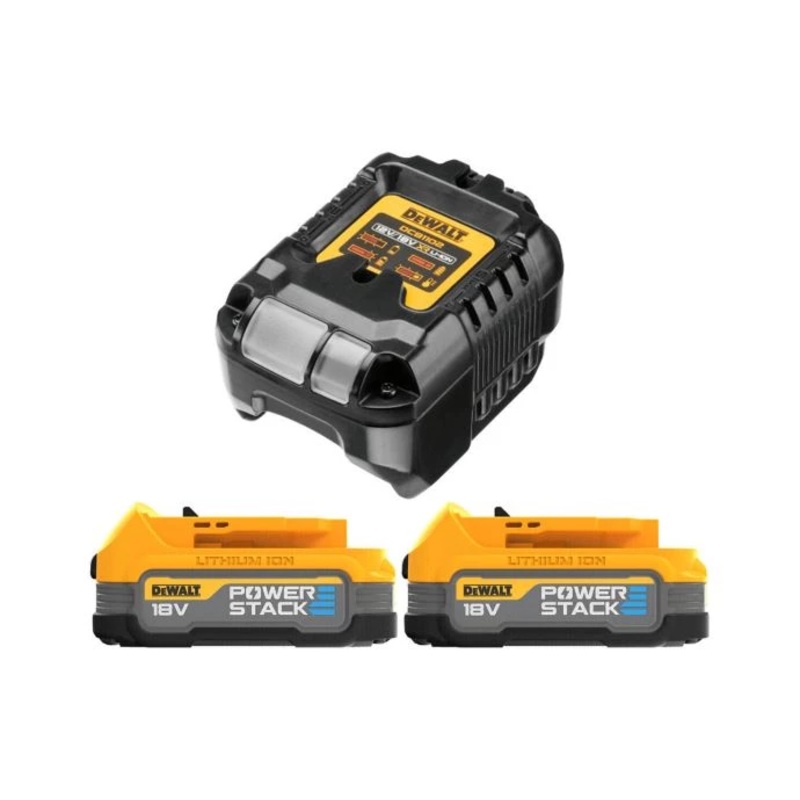 DeWalt DCB1102E2 18V XR 2 x Powerstack Batteries Starter Kit With Charger