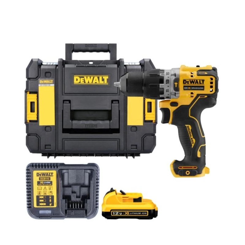 Dewalt DCD706 12V XR Cordless Brushless Sub Compact Combi Drill With 1 x 2.0Ah Battery, Charger & TSTAK II Case