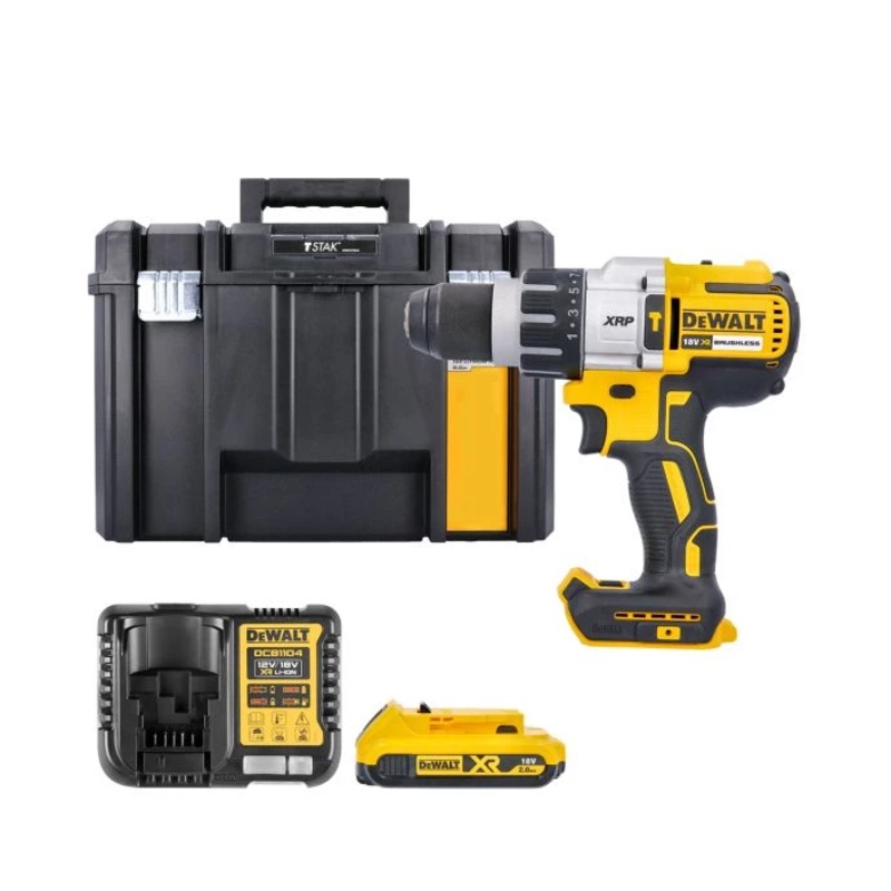 DeWalt DCD996 18V Cordless XRP 3 Speed Brushless Hammer Combi Drill With 1 x 2.0Ah Battery, Charger & Case