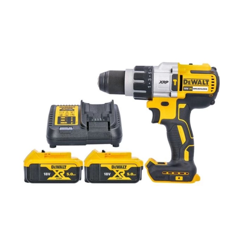 DeWalt DCD996N 18V Cordless XRP 3 Speed Brushless Hammer Combi Drill With 2 x 5Ah Batteries & Charger