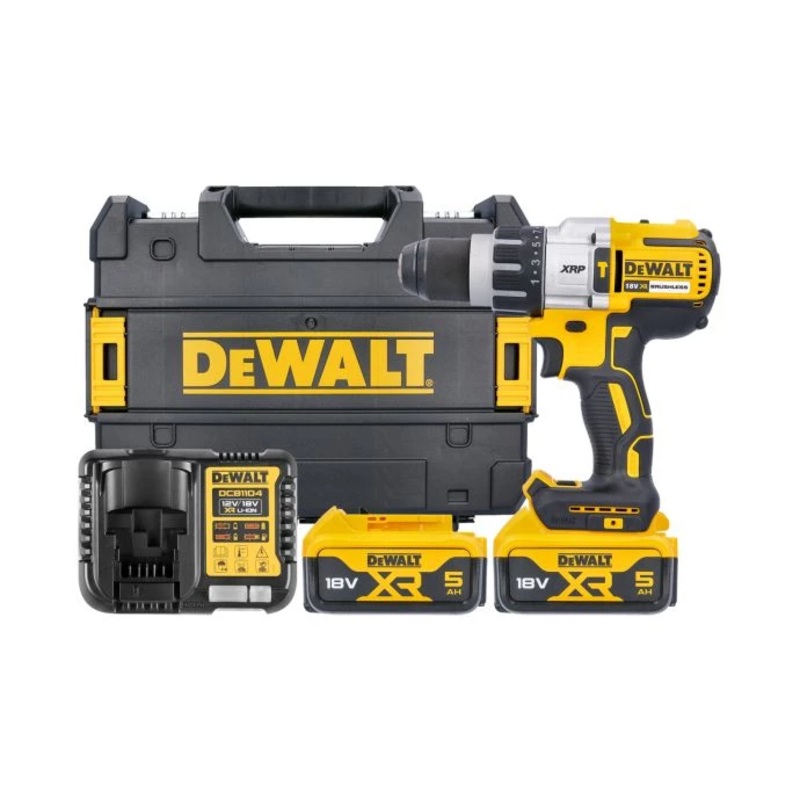 DeWalt DCD996P2 18V XRP Cordless Brushless 3 Speed Hammer Combi Drill With 2 x 5.0Ah Batteries, Charger & TSTAK Case