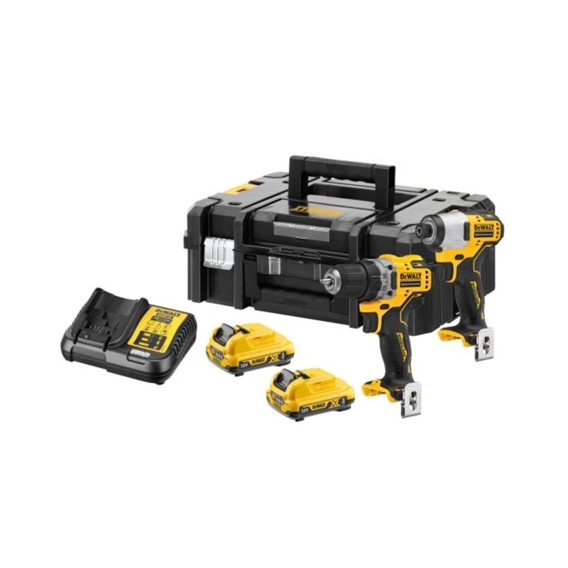 DeWalt DCK2110L2T 12V XR Cordless Brushless Sub Compact Drill Driver & Impact Driver Twin Pack With 2 x 3.0Ah Batteries, Charger & Case