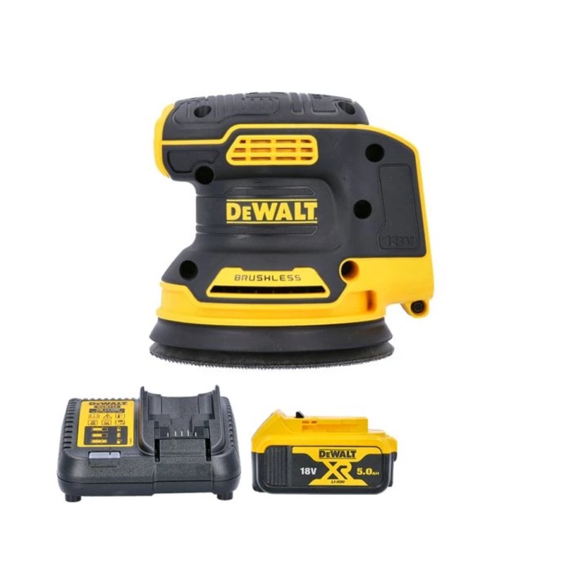 DeWalt DCW210 18V Brushless Orbital Sander 125mm With 1 x 5.0Ah Battery & Charger