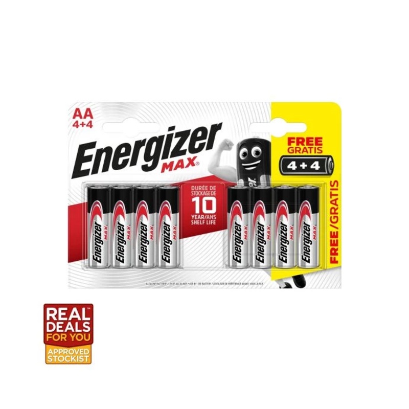 Energizer XMS22BATTAA MAX AA Alkaline Batteries – Pack of 4 With 4 x Free Batteries