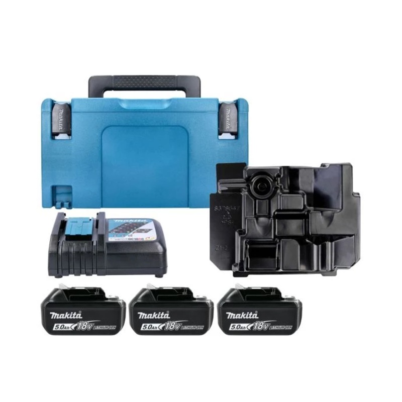 Makita BL1850 18V Li-Ion LXT 5Ah Battery Triple Pack With Charger, Type 3 Case & Inlay