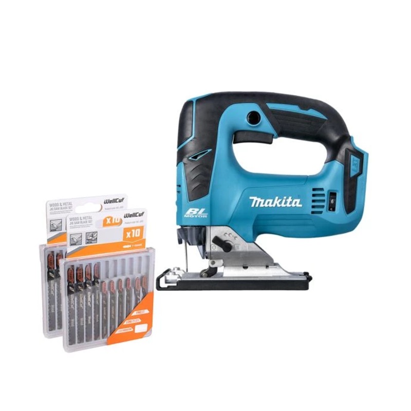 Makita DJV182 18V LXT Li-ion Cordless Brushless Top Handle Jigsaw With 20 Piece Wood & Metal Blade Set