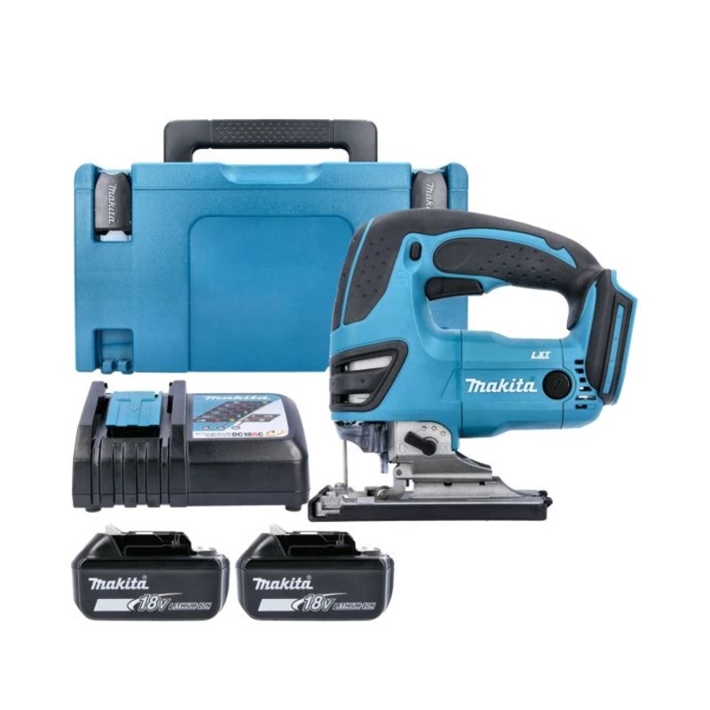 Makita Jigsaw DJV180Z 18V LXT Cordless 26mm 340W With 2 x 5.0Ah Batteries, Charger, Case & Inlay