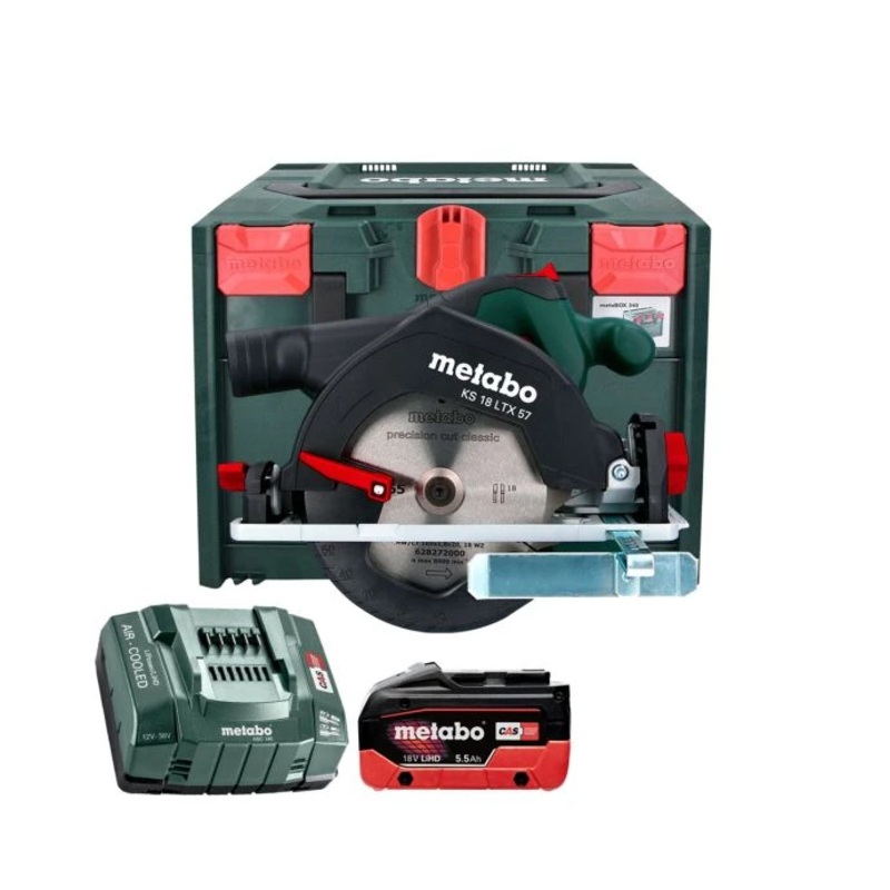 Metabo KS 18 LTX57 18V Cordless 165mm Circular Saw With 1 x 5.5Ah Battery, Charger & MetaBox