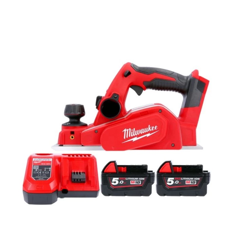Milwaukee M18BP 18V Li-ion 82mm Cordless Planer With 2 x 5.0Ah Batteries & Charger