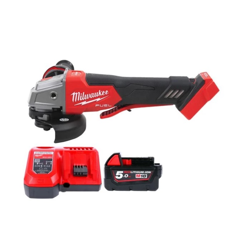 Milwaukee M18FSAGV115XPDB 18V 115mm FUEL Paddle Switch Angle Grinder with 1 x 5.0Ah Battery & Charger