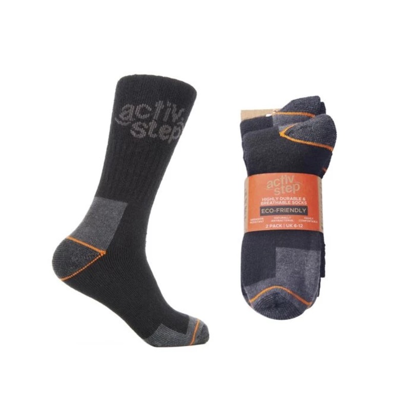 Rock Fall Activ-Step ECOSOCK Durable & Breathable Bamboo Socks Pack of 2 Pairs – UK Size 6-12