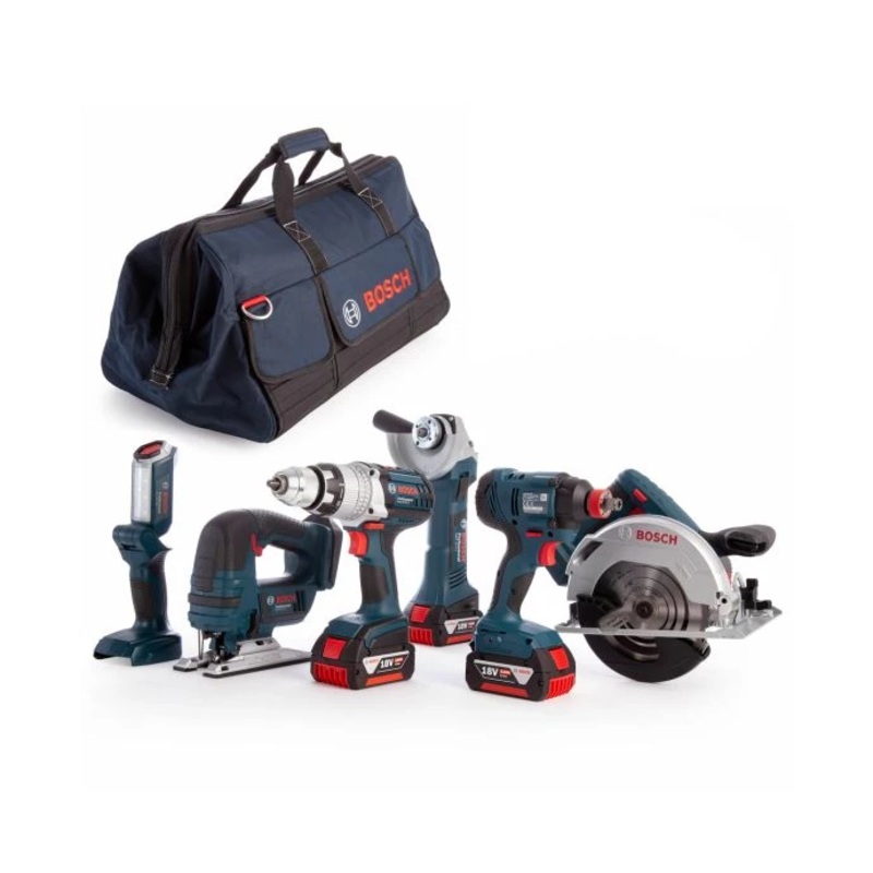 Bosch 0615990L1M 18V 6 Piece ROBUST series Power Tool Kit With 3 x 4.0Ah Batteries, Charger & Bag