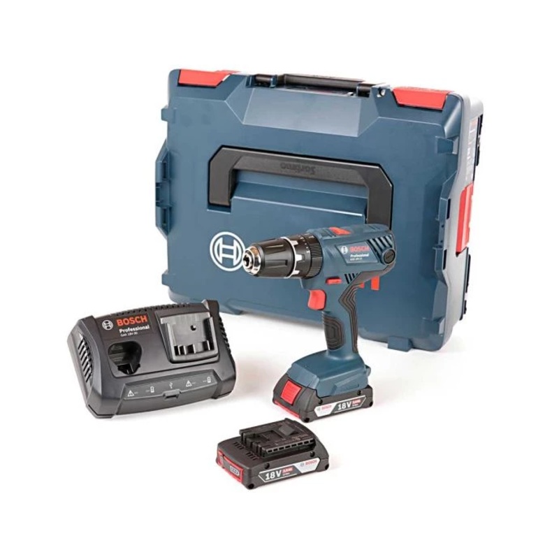Bosch GSB18V-21 Li-ion Combi Drill With 2 x 2.0Ah Batteries, Charger & L-Boxx