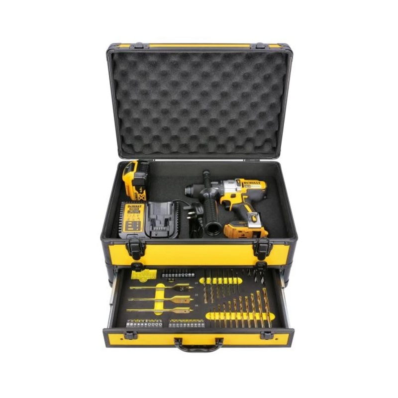 DeWalt DCD996 18V Cordless XRP 3 Speed Brushless Hammer Combi Drill With 1 x 5.0Ah Battery, Charger & 70 Piece Acc. in Case