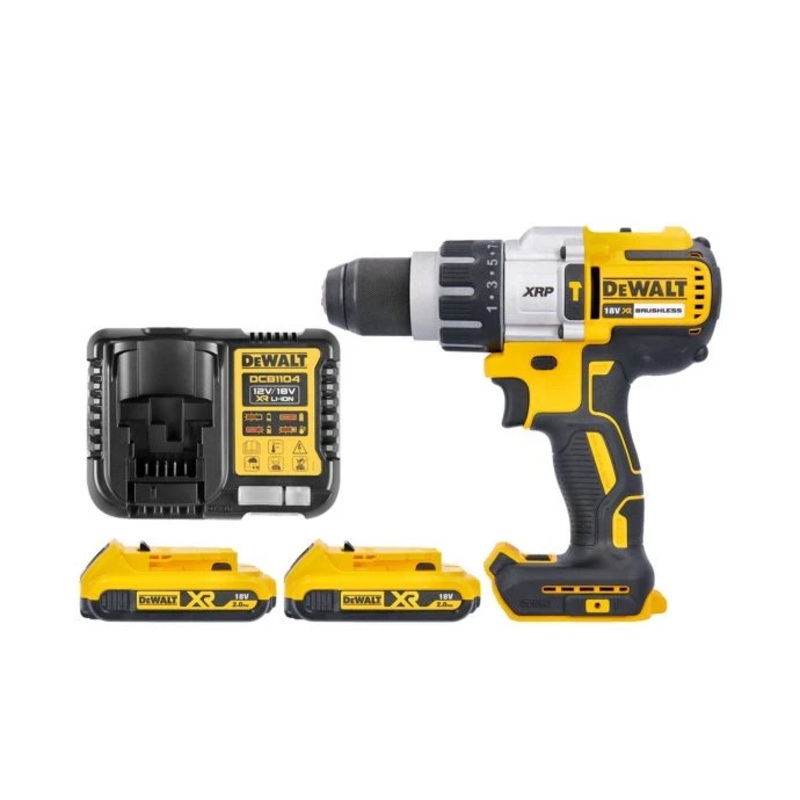 DeWalt DCD996N 18V Cordless XRP 3 Speed Brushless Hammer Combi Drill With 2 x 2Ah Batteries & Charger