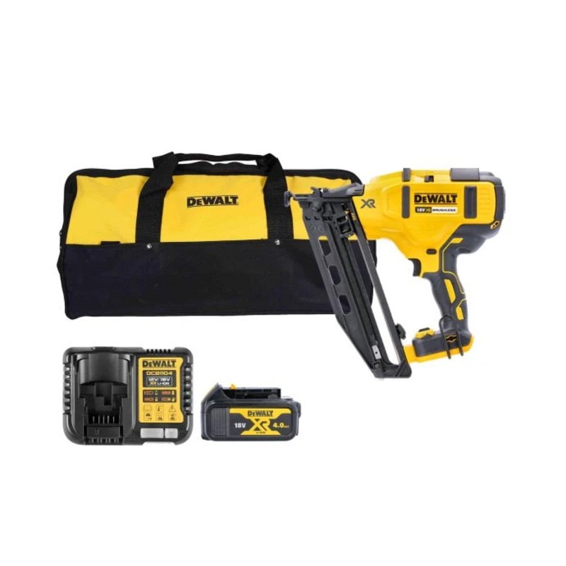 DeWalt DCN660 18V XR Brushless 60mm Second Fix Finishing Nailer With 1 x 4.0Ah Battery, Charger & Tool Bag