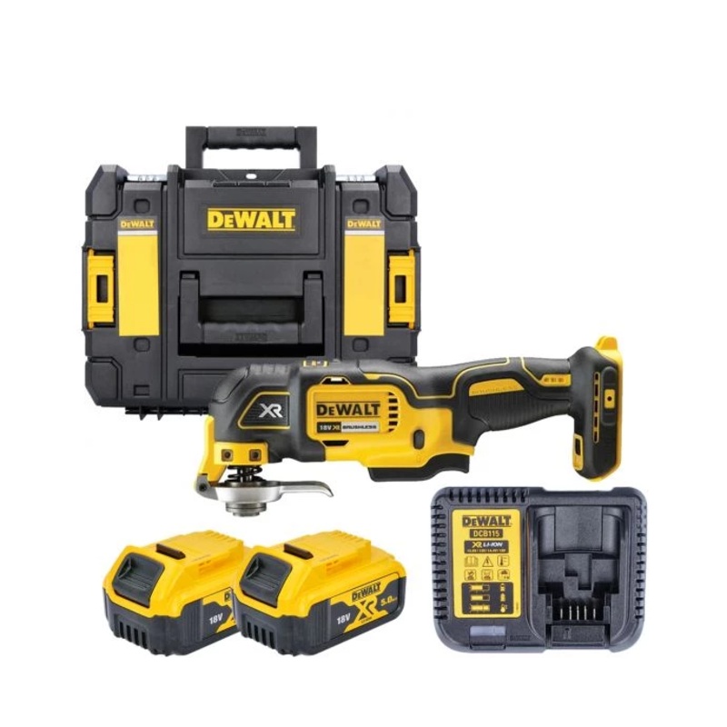 DeWalt DCS356 18V XR Brushless 3 Speed Oscillating Tool With 2 x 5.0Ah Batteries, Charger & Case