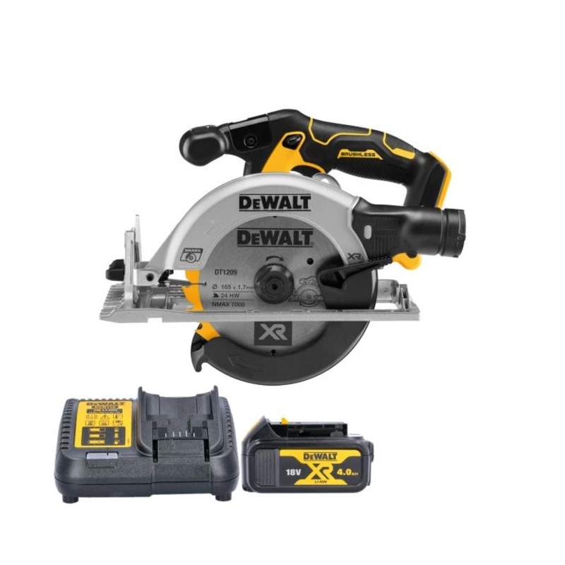 DeWalt DCS565 18V XR Cordless Brushless 165mm Circular Saw With 1 x 4.0Ah Battery & Charger