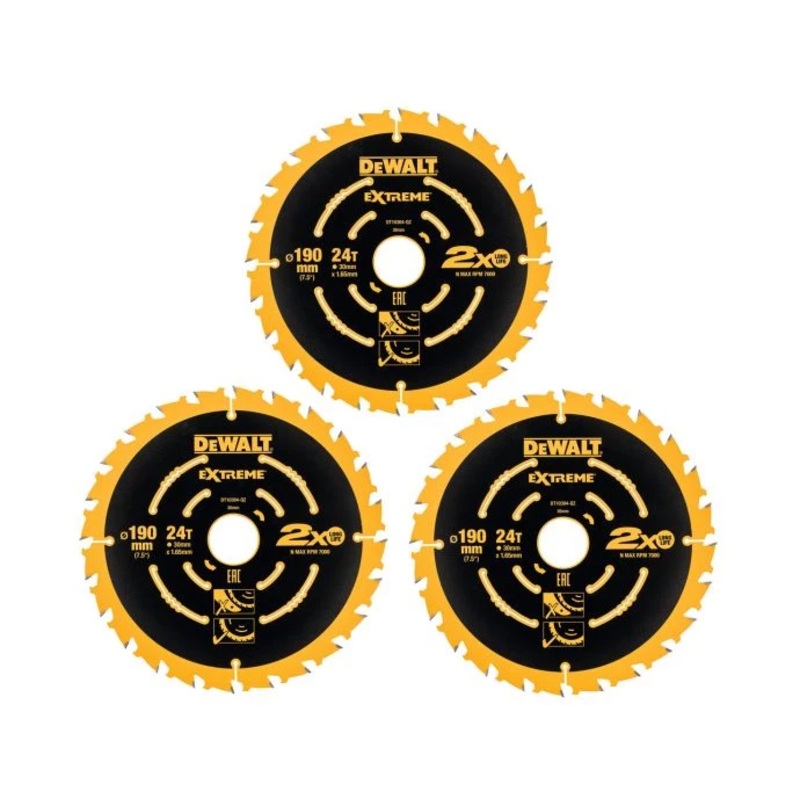 DeWalt DT10399 Extreme Framing 190mm x 24 Teeth Circular Saw Blade Pack of 3