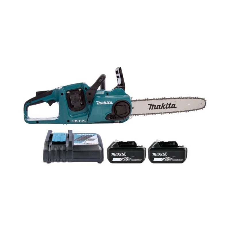 Makita Chainsaw DUC353Z 18V/36V LXT Cordless Brushless 3/8″ Chain Pitch 350mm/14″ 1100W With 2 x 5.0Ah Batteries & Charger