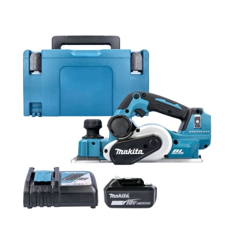 Makita Planer DKP181Z 18V LXT Cordless Brushless 82mm AWS With 1 x 3.0Ah Battery, Charger & Case