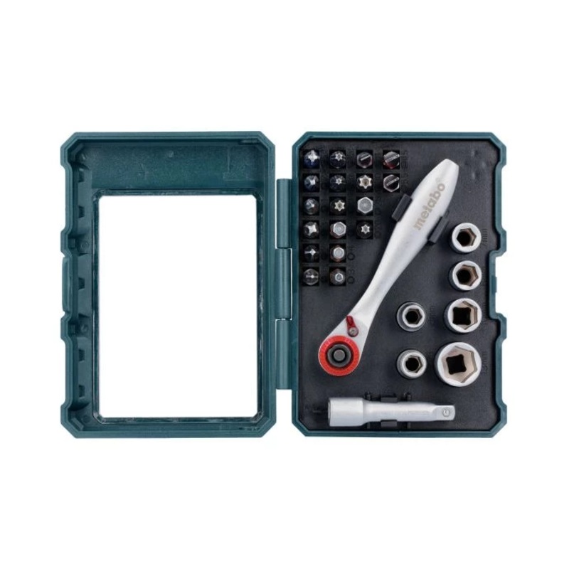 Metabo 626701000 Bit-Box and Ratchet Set 26 Piece