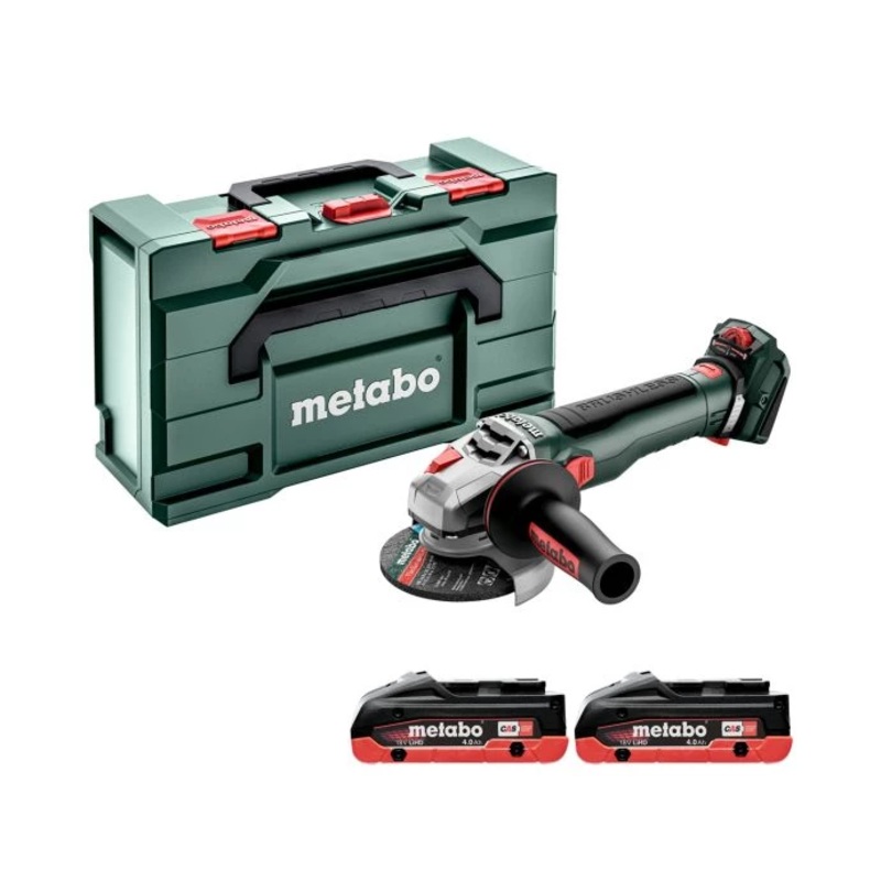 Metabo WVB 18 LT BL 11-115 Quick 18V Cordless Brushless 115mm Angle Grinder With 2 x 4.0Ah Batteries & MetaBox